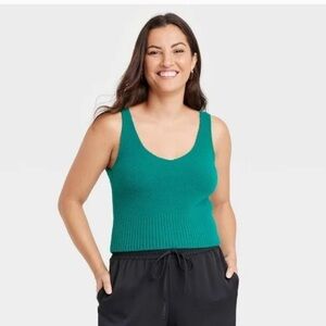 NWT A New Day Thick Fuzzy Nylon Green Tank Top Size large